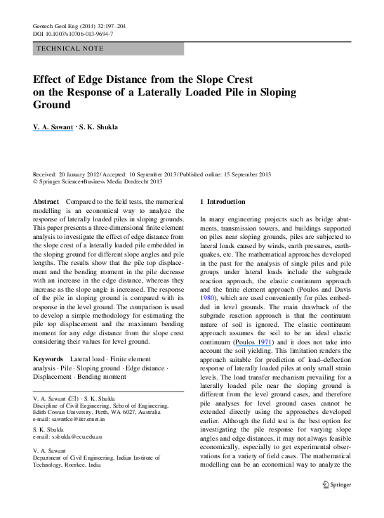 (PDF) Effect of Edge Distance from the Slope Crest on the Response of a ...