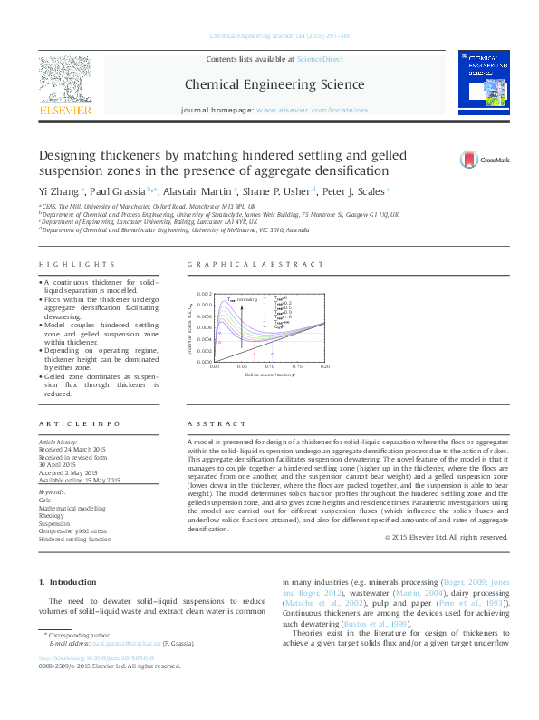(PDF) Designing thickeners by matching hindered settling and gelled