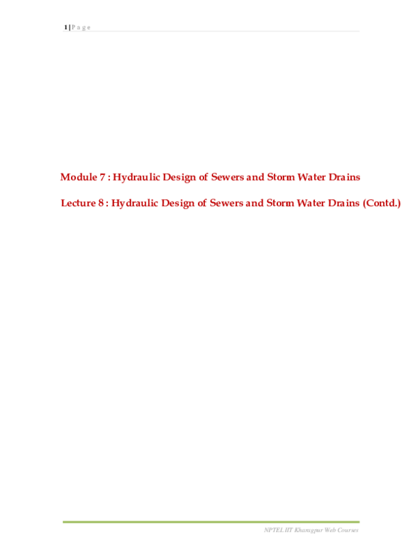 (PDF) Module 7 : Hydraulic Design of Sewers and Storm Water Drains ...