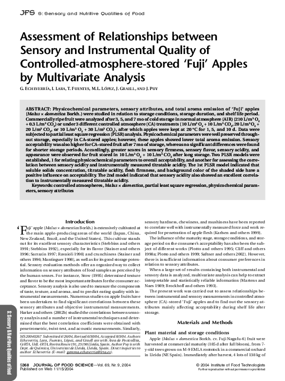 (PDF) Assessment of Relationships between Sensory and Instrumental ...