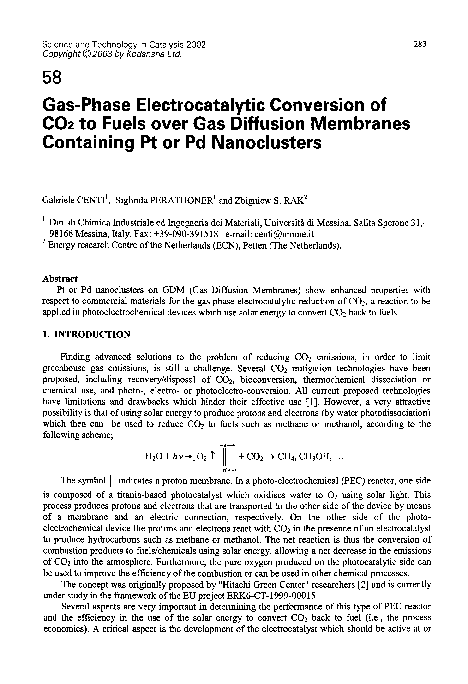 (PDF) Gas-Phase Electrocatalytic Conversion of CO2 to Fuels over Gas ...