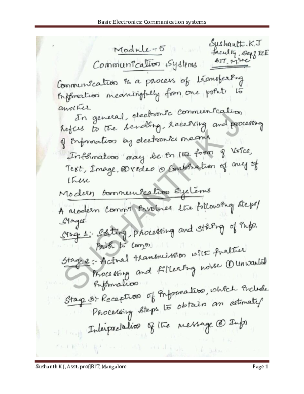 (PDF) Basic Electronics Communication systems sushanth kj Academia.edu