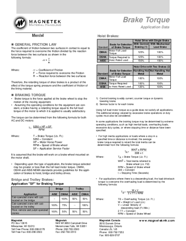 (PDF) Brake Torque Application Data GENERAL FRICTION LAW Marlon