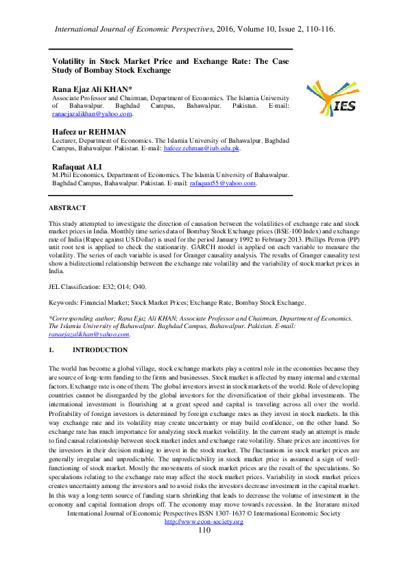 (PDF) Volatility in Stock Market Price and Exchange Rate: The Case ...