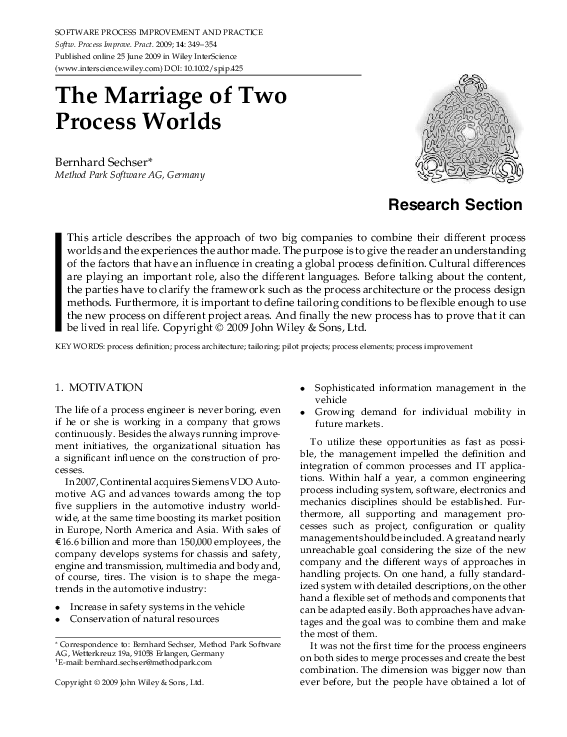 (PDF) The marriage of two process worlds