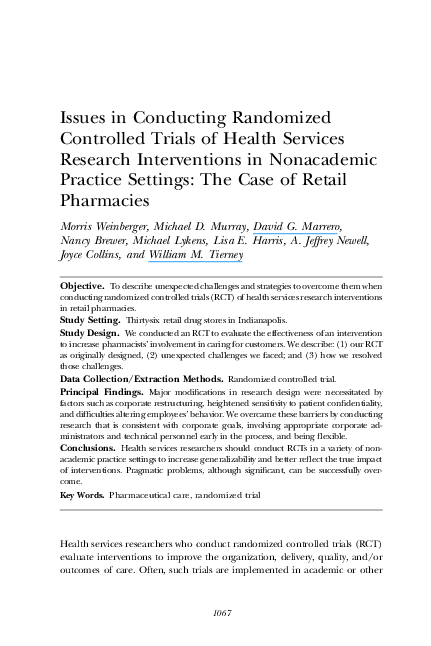 (PDF) Issues in Conducting Randomized Controlled Trials of Health ...