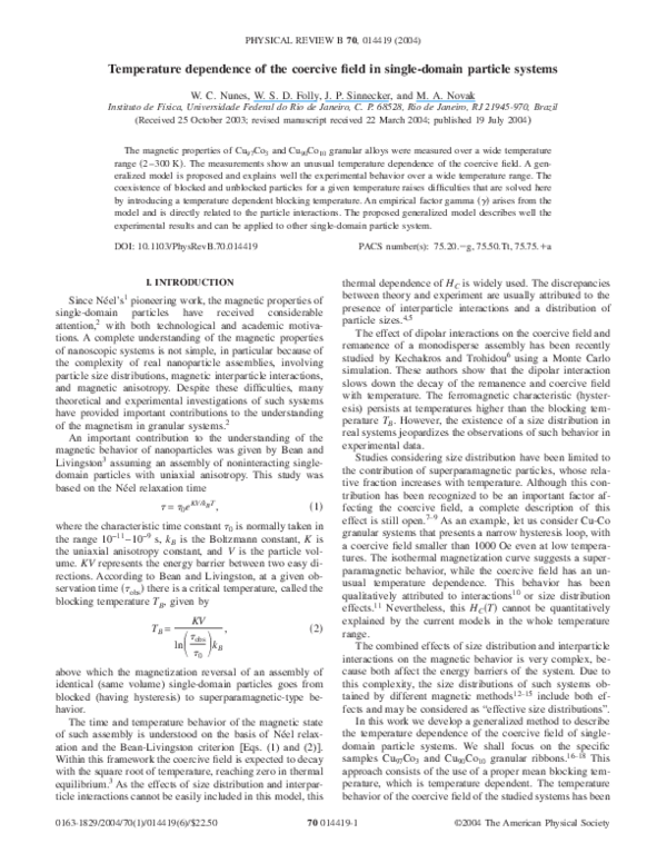 (PDF) Temperature dependence of the coercive field in single-domain ...