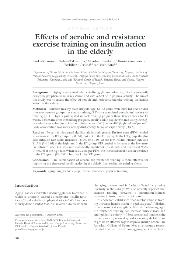 (PDF) Effects of aerobic and resistance exercise training on insulin ...