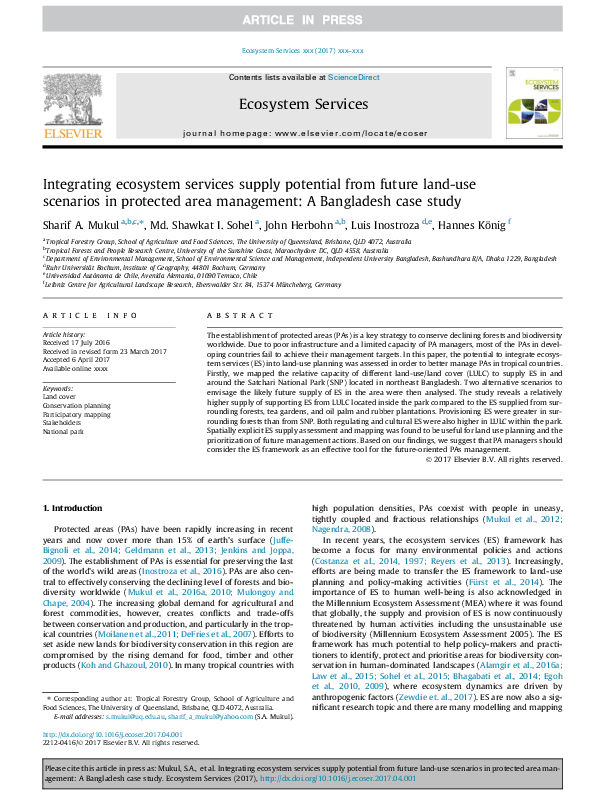(PDF) Integrating ecosystem services supply potential from future land ...