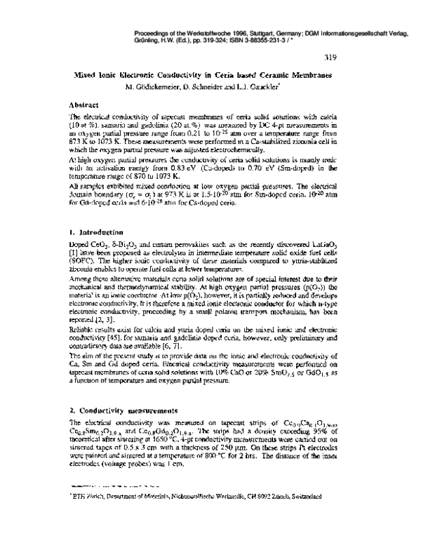 (PDF) Mixed Ionic Electronic Conductivity in Ceria based Ceramic Membranes