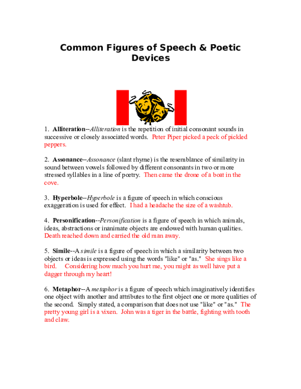 (DOC) Common Figures of Speech & Poetic Devices Florencio Pedro