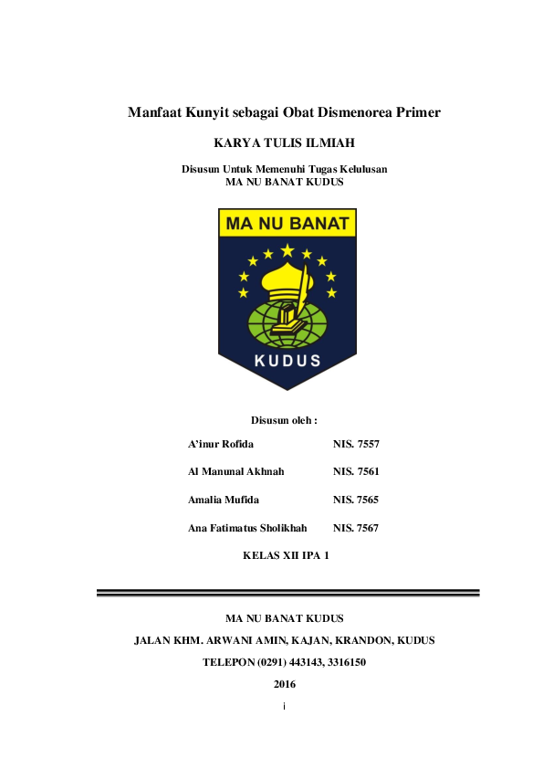 Contoh Karya Tulis Ilmiah Tentang Kunyit Barisan Contoh