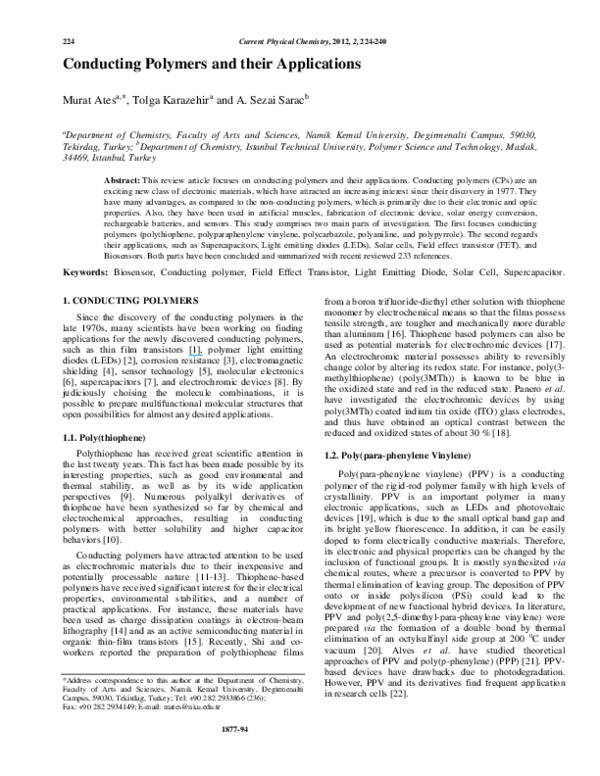 (PDF) Conducting Polymers and their Applications