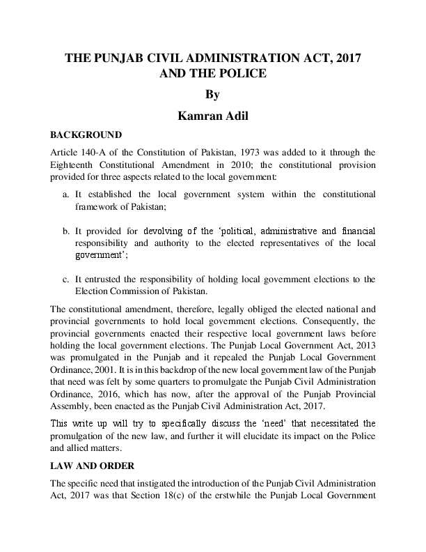 What is the purpose of police administration picture