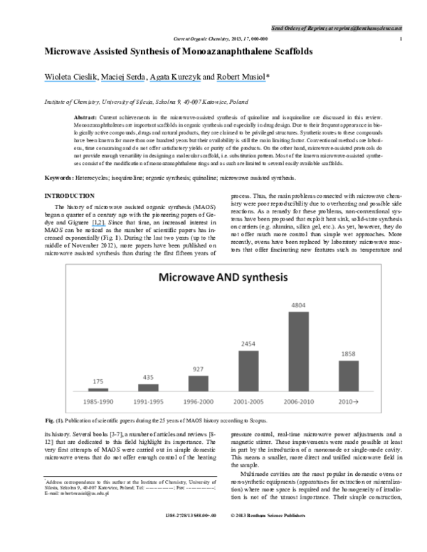 (PDF) Microwave Assisted Synthesis of Monoazanaphthalene Scaffolds