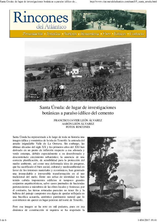 (PDF) Santa Úrsula de lugar de investigaciones botánicas a paraíso