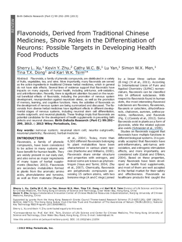 (PDF) Flavonoids, derived from traditional chinese medicines, show roles in the differentiation