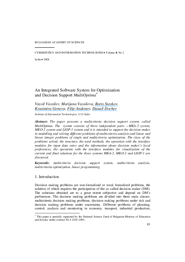 (PDF) An Integrated Software System for Optimization and Decision ...
