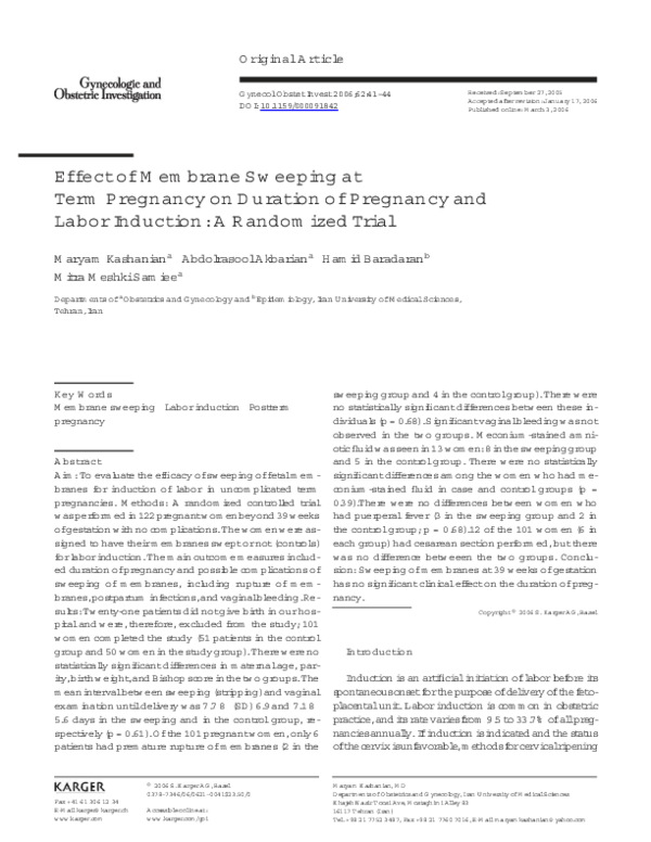 (PDF) Membrane stripping versus single dose intracervical prostaglandin gel administration for