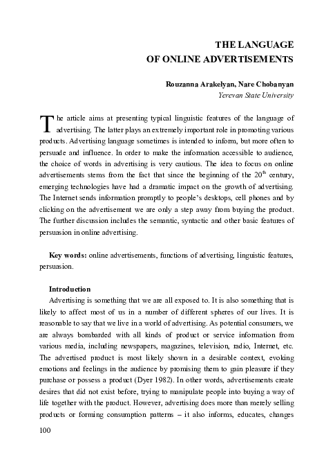 (PDF) Language of Online Advertisements