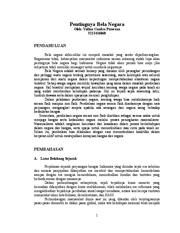 Doc Pentingnya Bela Negara Yulian Can Academia Edu