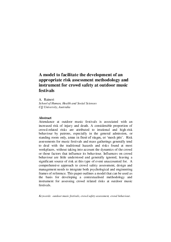 (PDF) A model to facilitate the development of an appropriate risk