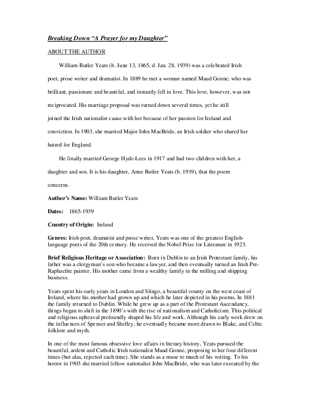 A prayer for my daughter analysis image