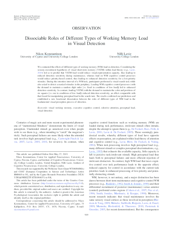 (PDF) Dissociable roles of different types of working memory load in ...