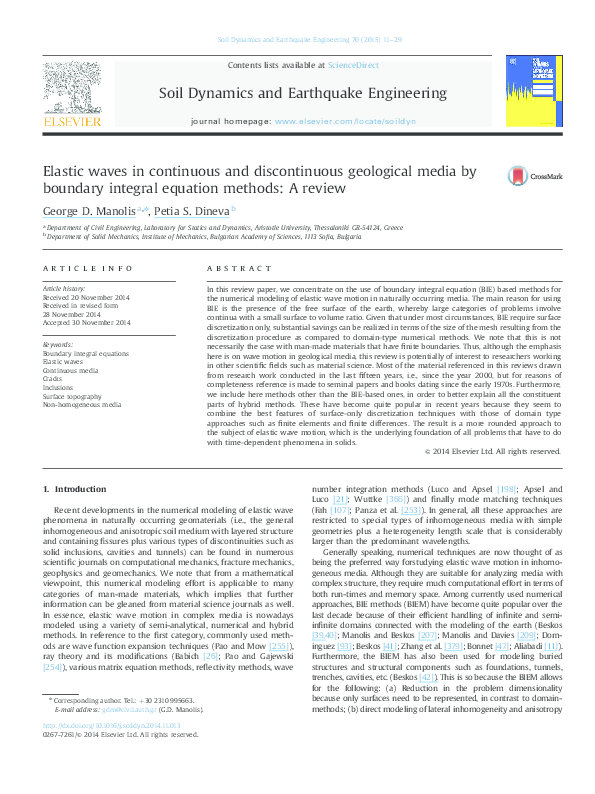 (PDF) Elastic waves in continuous and discontinuous geological media by ...