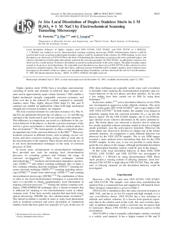 (PDF) In Situ Local Dissolution of Duplex Stainless Steels in 1 M H[sub ...