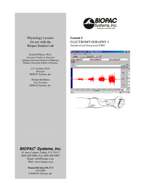 (PDF) Physiology Lessons for use with the Biopac Student Lab Lesson 1