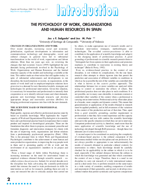 (PDF) The Psychology of Work, Organizations and Human Resources in