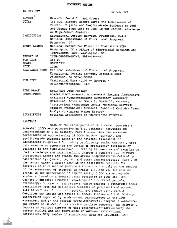 (PDF) The U.S. History Report Card: The Achievement of Fourth-, Eighth ...