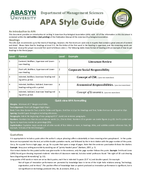 (PDF) An Introduction to APA