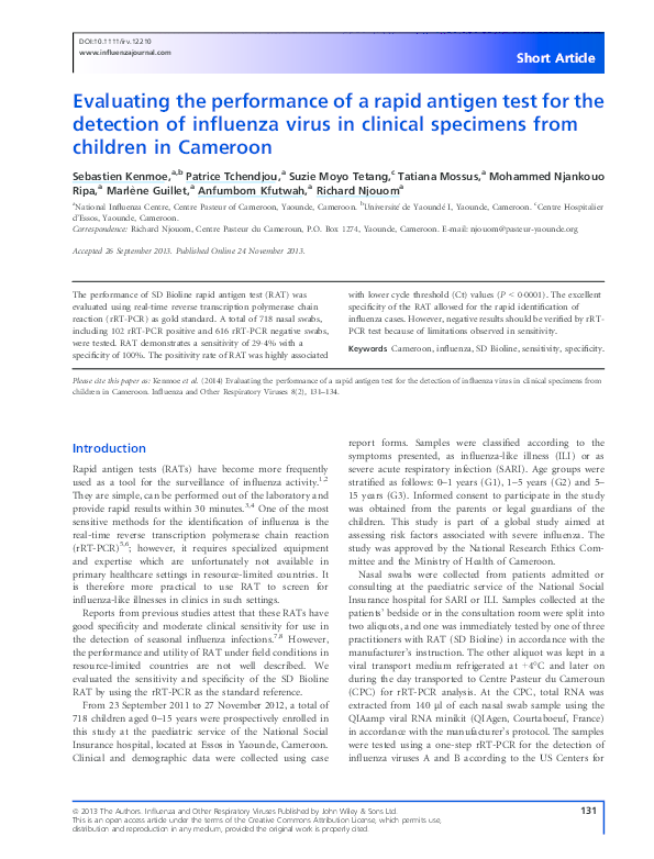 (PDF) Evaluating the performance of a rapid antigen test for the ...