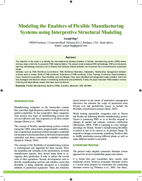 (PDF) Modeling the Enablers of Flexible Manufacturing Systems using ...