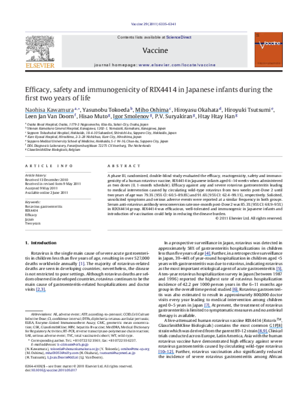 (PDF) Efficacy, safety and immunogenicity of RIX4414 in Japanese ...