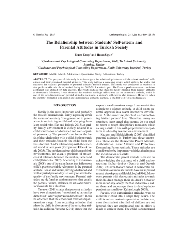(PDF) The Relationship between Students’ Self-esteem and Parental ...