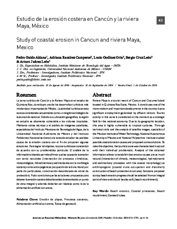 (PDF) Estudio De La Erosión Costera en Cancún y La Riviera Maya, México