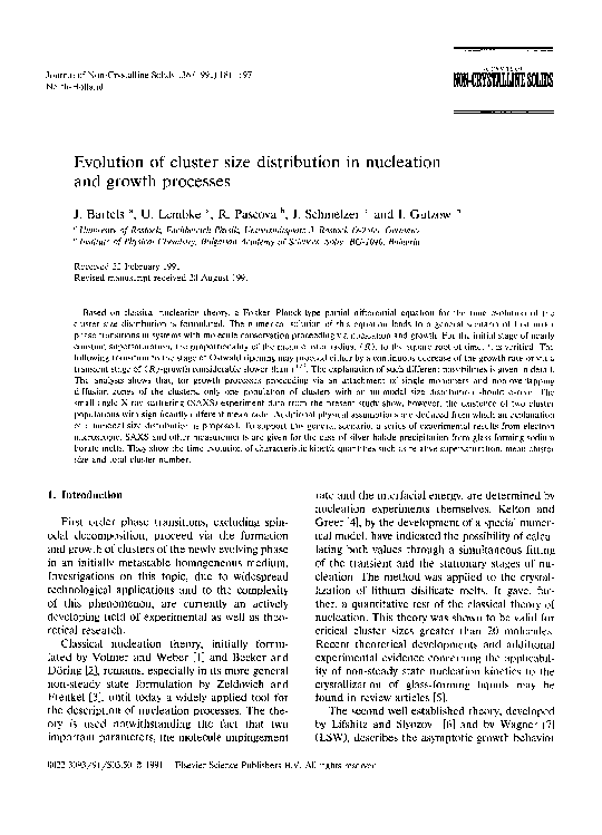 (PDF) Evolution of cluster size distribution in nucleation and growth ...
