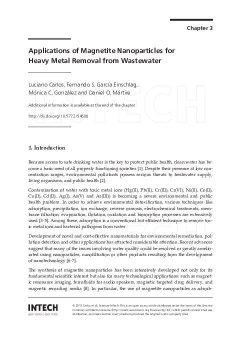 (PDF) Applications of Magnetite Nanoparticles for Heavy Metal Removal ...