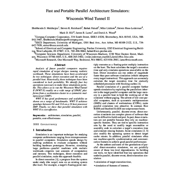 (PDF) Fast and portable parallel architecture simulators: Wisconsin ...