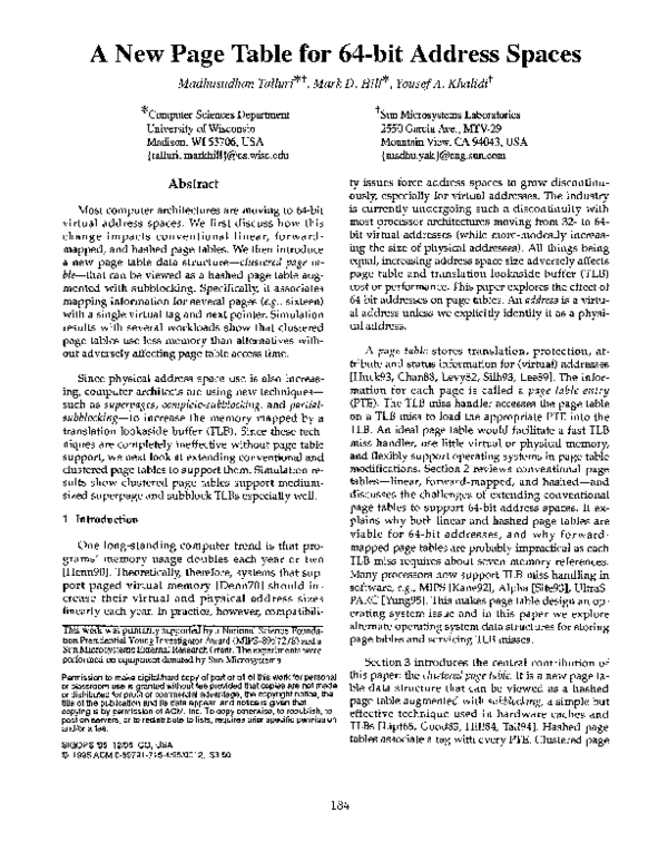 (PDF) A new page table for 64-bit address spaces