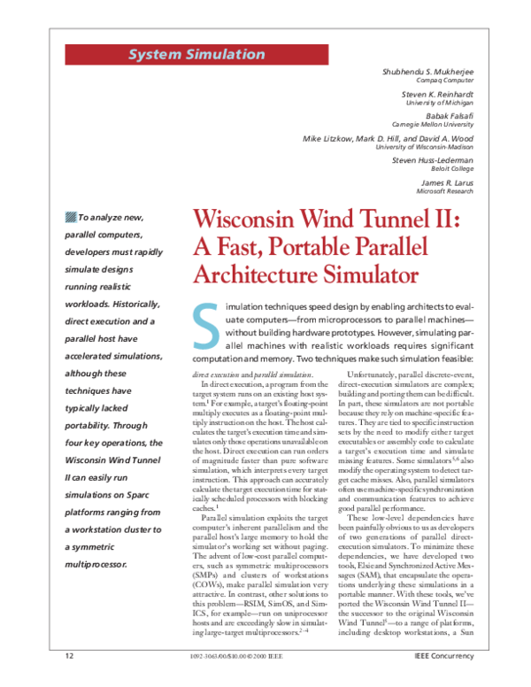 (PDF) Wisconsin Wind Tunnel II: a fast, portable parallel architecture ...