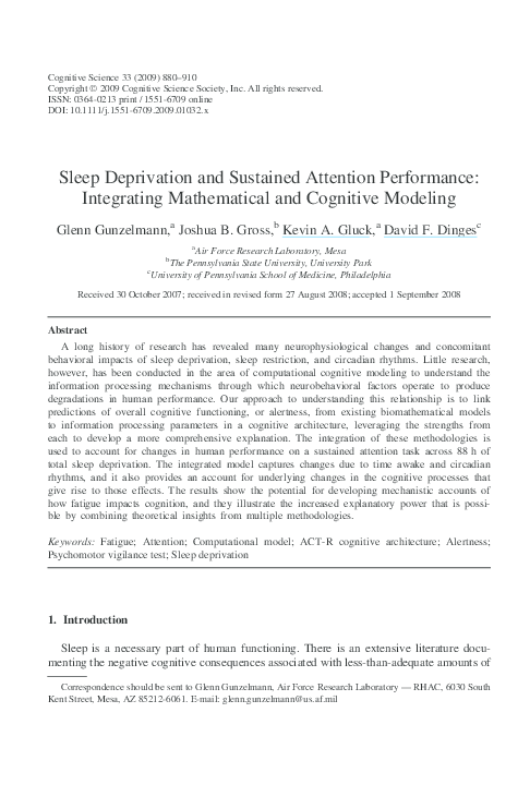 (PDF) Sleep Deprivation and Sustained Attention Performance ...