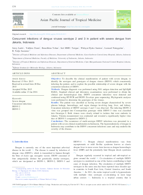 (PDF) Concurrent infections of dengue viruses serotype 2 and 3 in ...