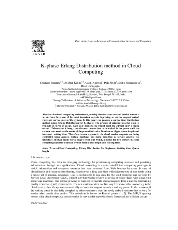 (PDF) K-phase Erlang Distribution method in Cloud Computing
