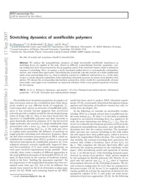 (PDF) Stretching dynamics of semiflexible polymers