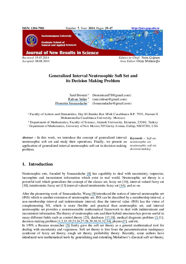 (PDF) Generalized Interval Neutrosophic Soft Set and its Decision ...
