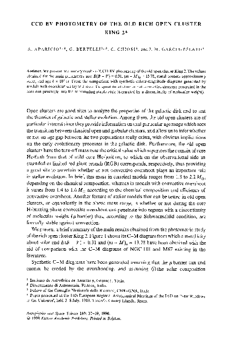 (PDF) CCD BV photometry of the old rich open cluster king 2